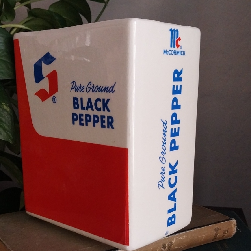 Vtg 1970's Ceramic McCormick Black Pepper 6" Vase/Planter/Utensil Holder - Picture 4 of 12